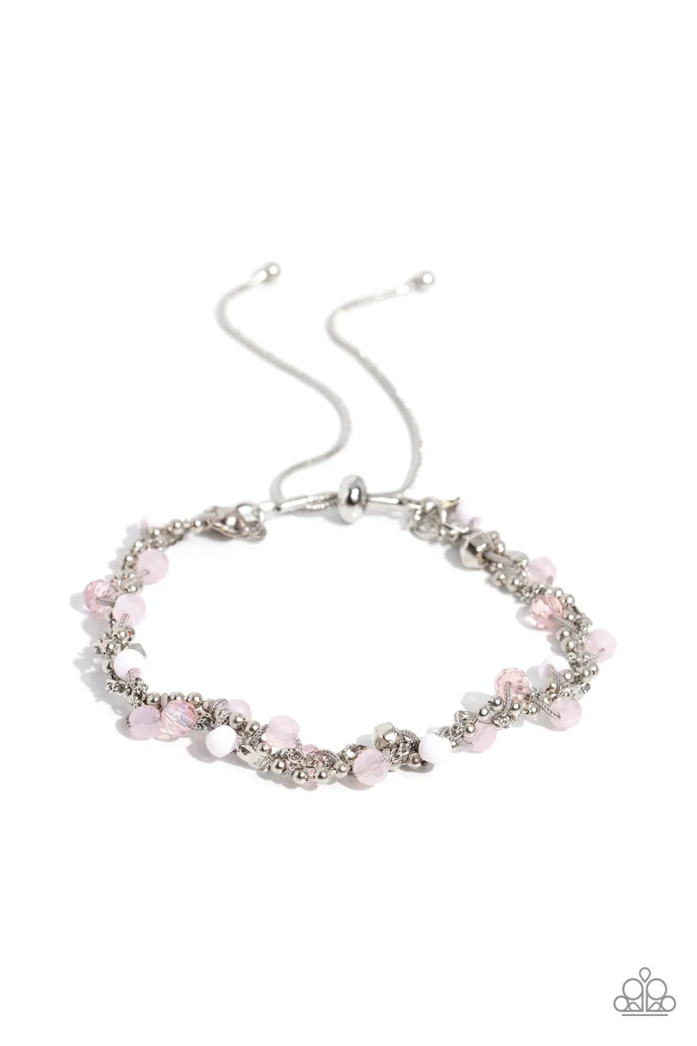 Show-Stopping Sass - Pink - Bead and White Seed Bead Paparazzi Lariat Bracelet