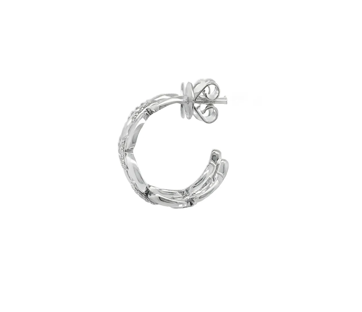 Shy Creation Link & Diamond Stud Huggie Earrings