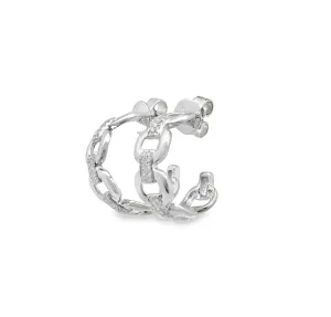 Shy Creation Link & Diamond Stud Huggie Earrings