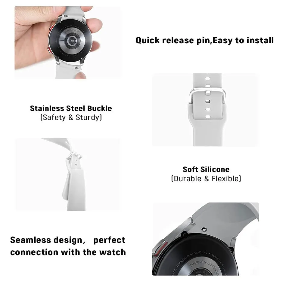 Silicone Sport Band Strap For Samsung Galaxy Watch 5 / 5 Pro / 4 / 4 Classic Black