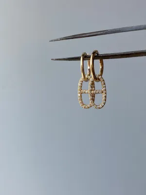 Single DNA Micro Pave Link Hoop Earring