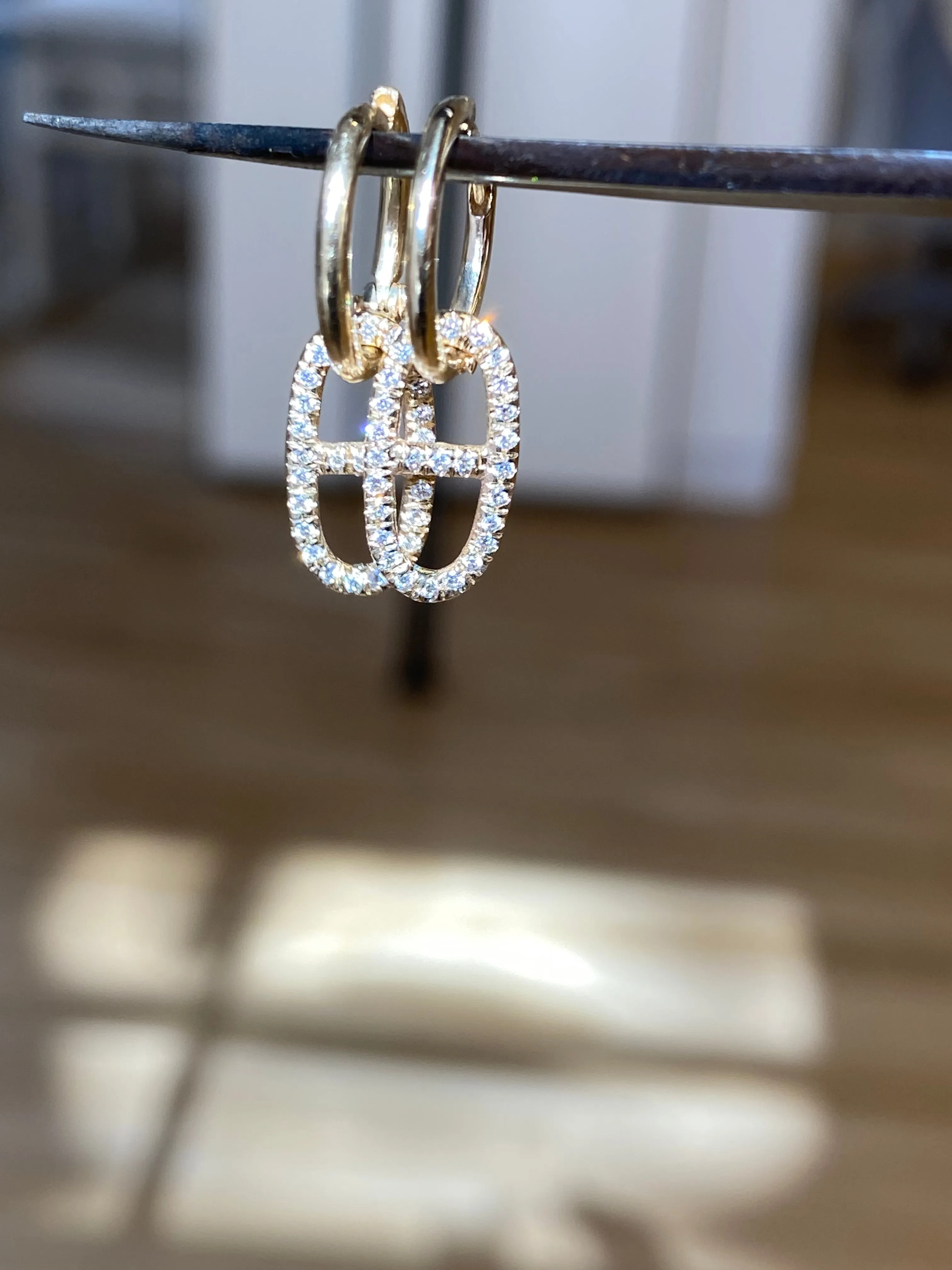 Single DNA Micro Pave Link Hoop Earring