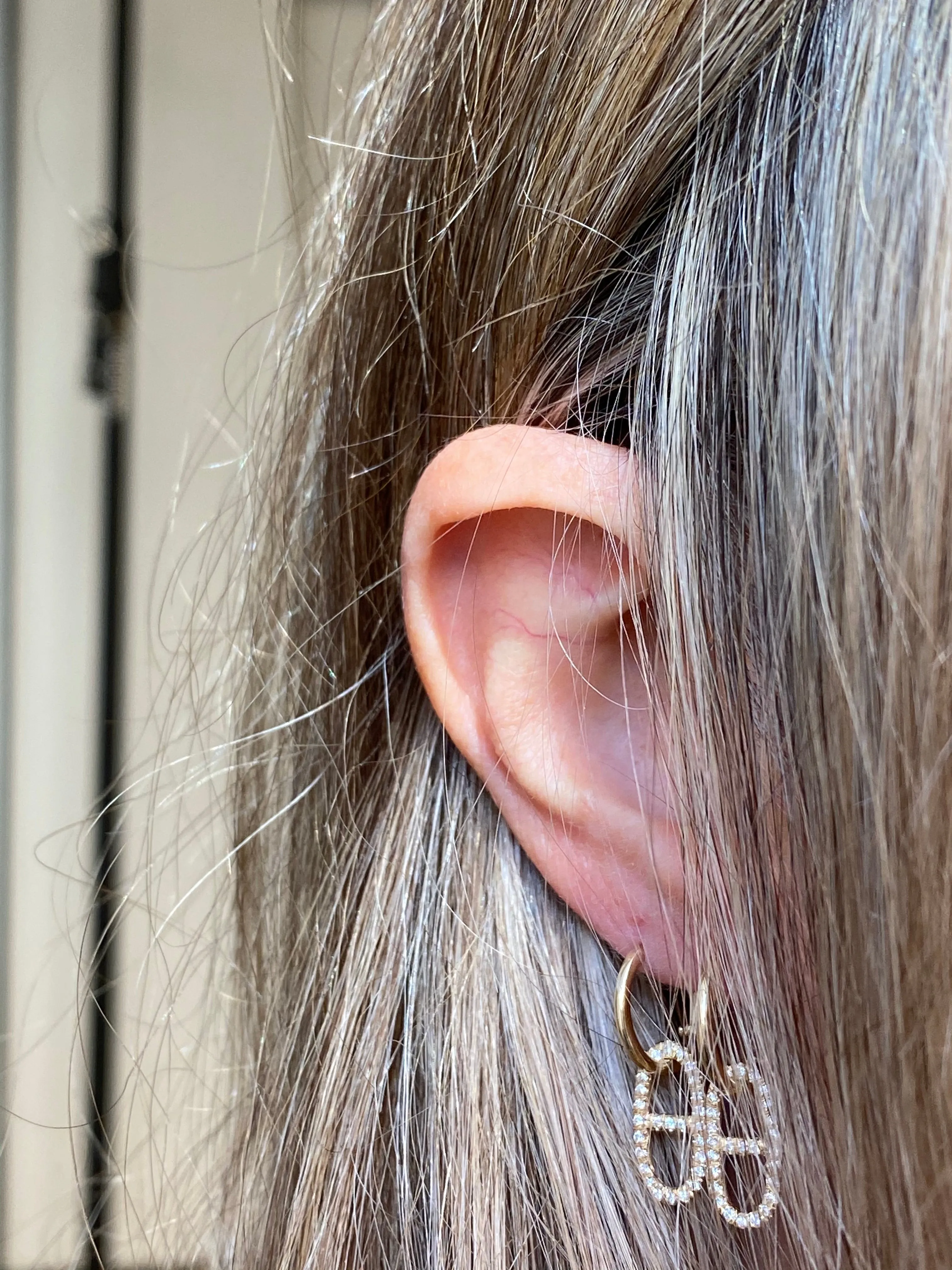 Single DNA Micro Pave Link Hoop Earring