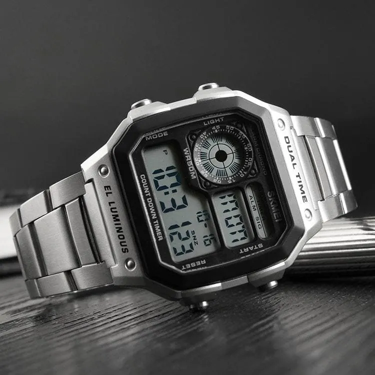 Skmei 1335 Original stainless steel square dial sport Digital watch wrist watch for Men