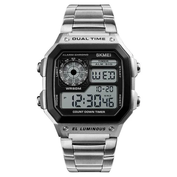 Skmei 1335 Original stainless steel square dial sport Digital watch wrist watch for Men
