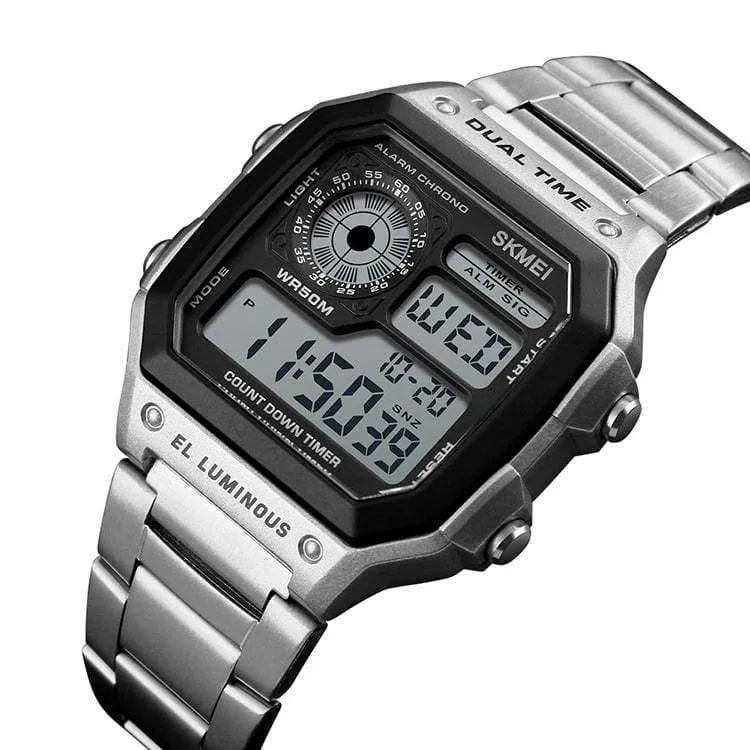 Skmei 1335 Original stainless steel square dial sport Digital watch wrist watch for Men