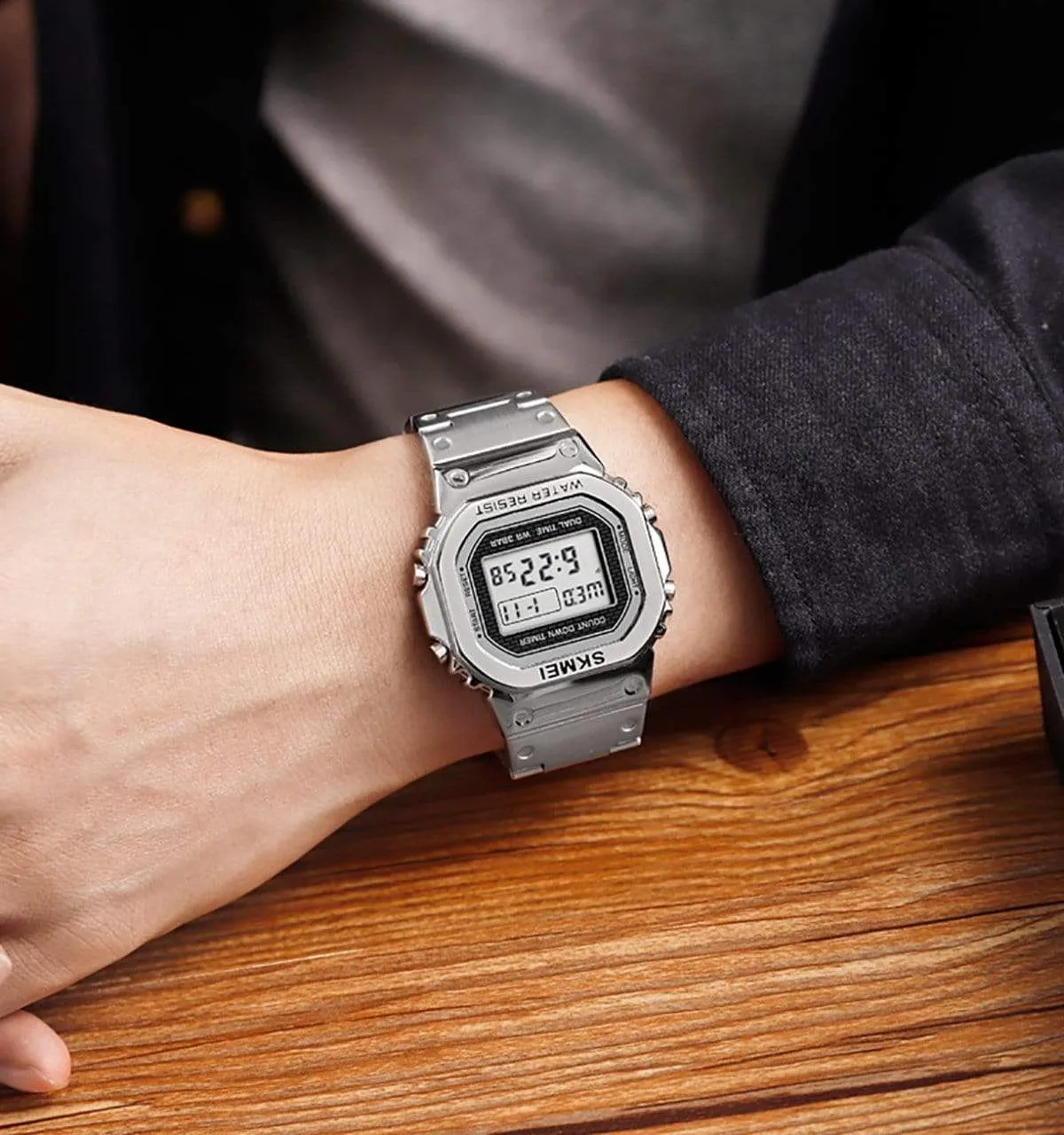 Skmei 1456 Original Digital steel Square dial Multifunction watch for Men