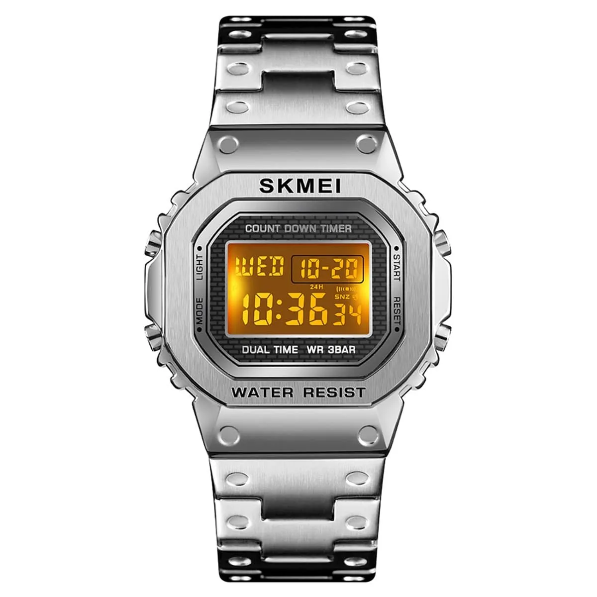 Skmei 1456 Original Digital steel Square dial Multifunction watch for Men