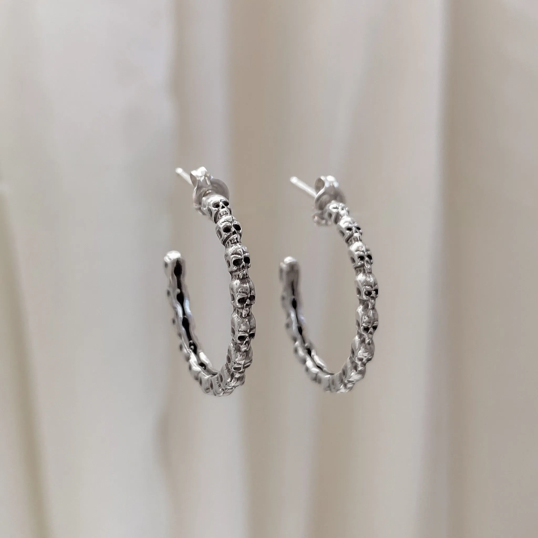 Skull Continuum Hoops | Recycled Sterling Silver