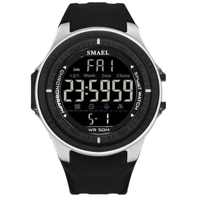 SMAEL Brand Men Sports Watches Digital LED Big Dial Chronograph Men&#39;s Fashion Casual Electronics Wristwatches Man Military Clock