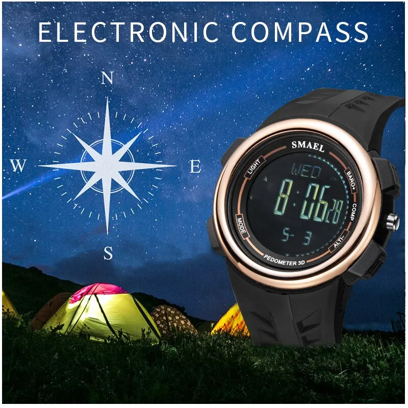 SMAEL New Fashion Watch Outdoor Sport Men Watches Waterproof Military Digital LED Wrist Watch Men Multifunction Male Clock