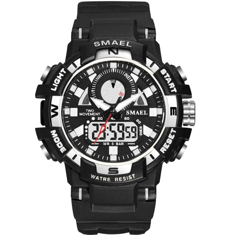 SMAEL Women Watches White Fashion Sport Watch Children&#39;s LED Digital Quartz Casual Clock Boy &amp; girl Dual Display Wristwatch