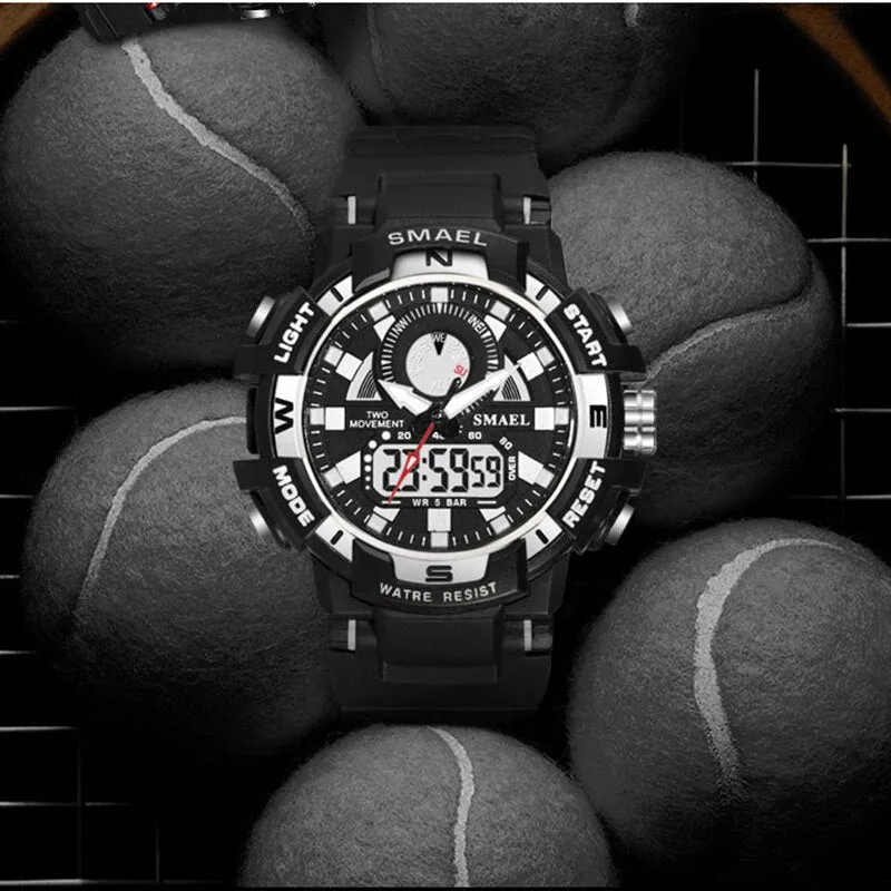 SMAEL Women Watches White Fashion Sport Watch Children&#39;s LED Digital Quartz Casual Clock Boy &amp; girl Dual Display Wristwatch