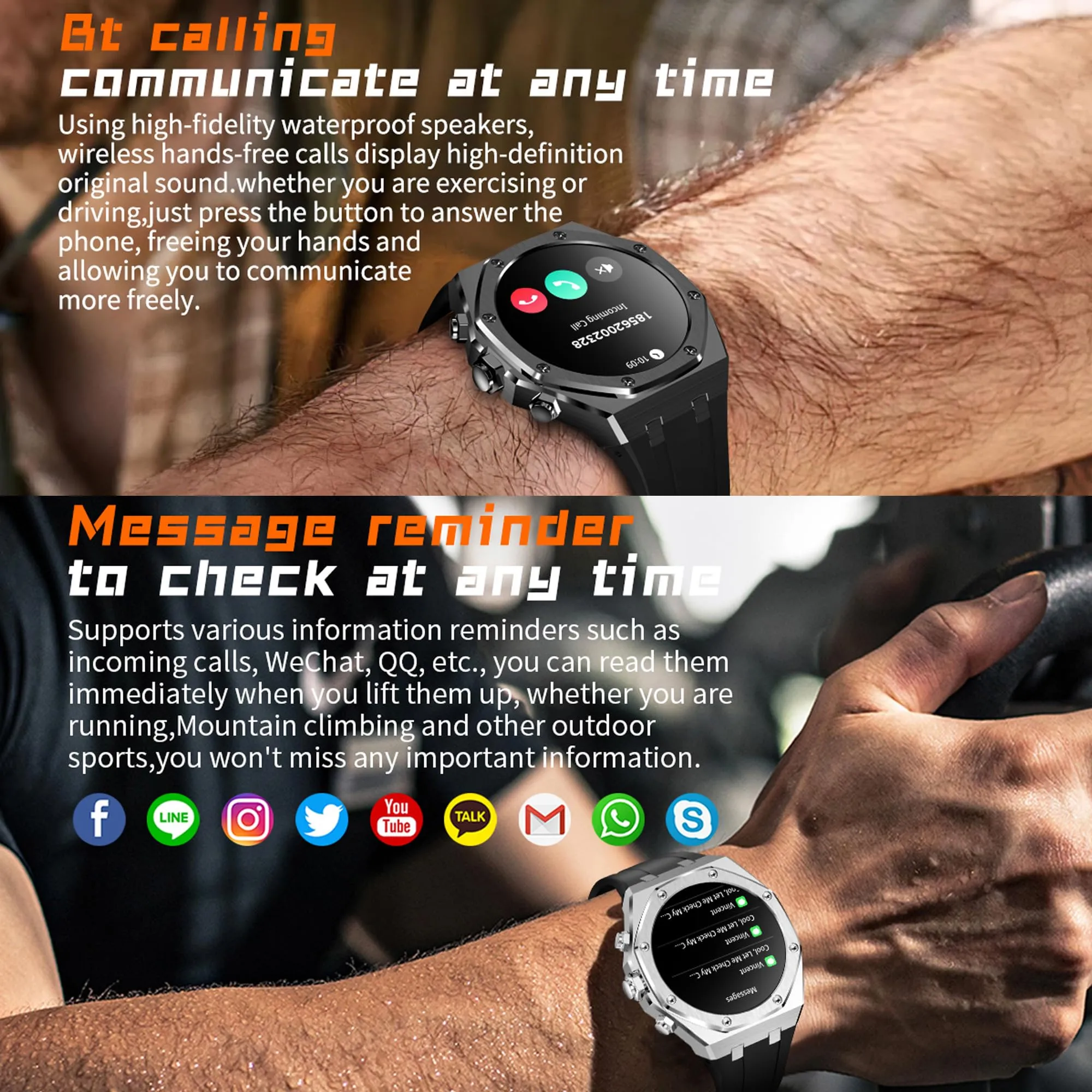 Smart Watches for Men Answer/Dial Calls Message Notification Smartwatch Compatible with iPhone and Android Phones Heart Rate Monitor Sleep Tracker Sports Modes 1.43" AMOLED Display Step Counter