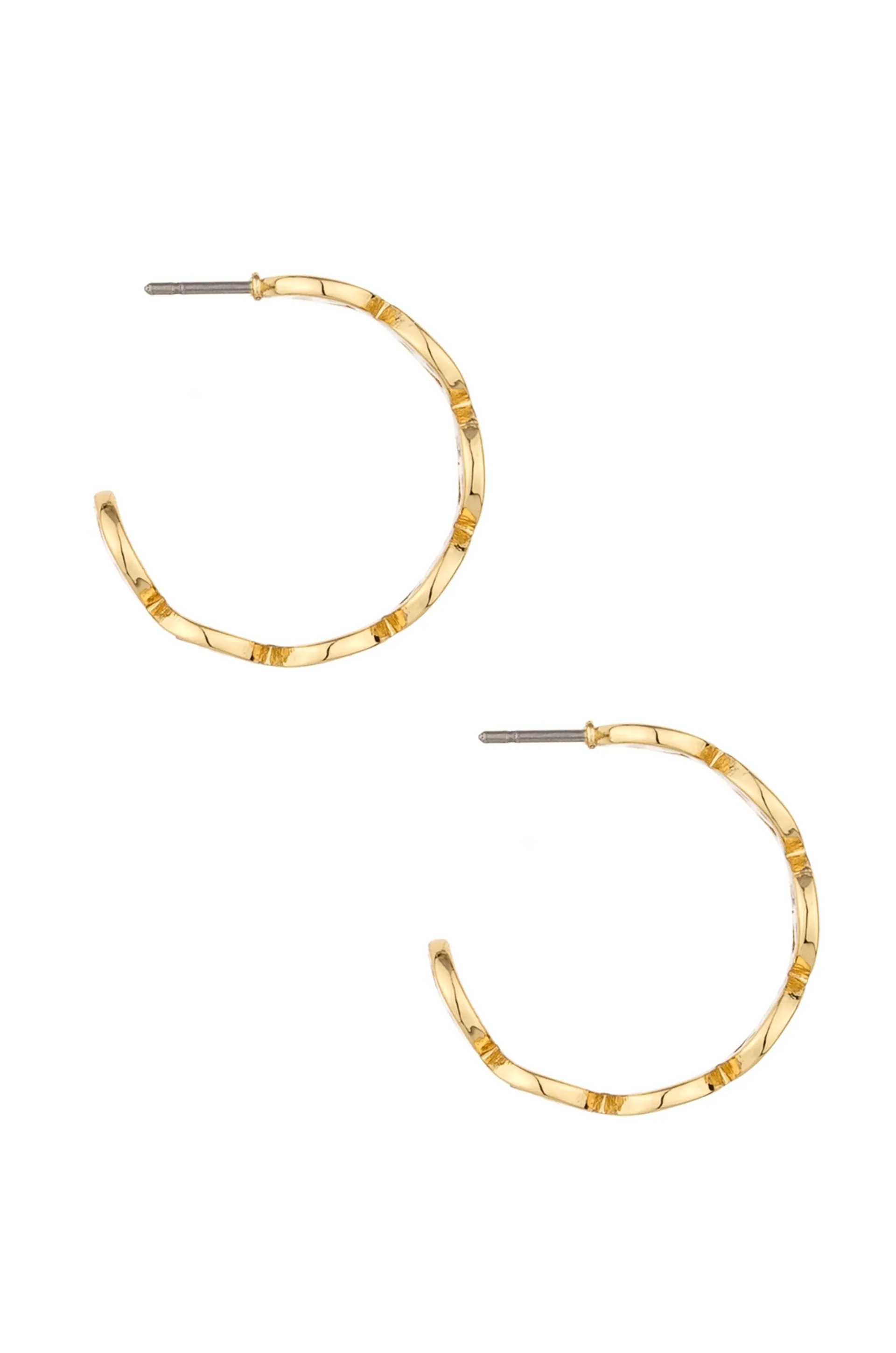 Smiley Ear Cuff and Hoop 18k Gold Plated Earring Set
