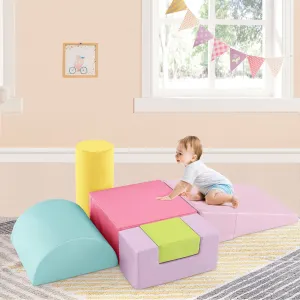 Soft Play Equipment | Pikler 6 Piece Foam Soft Play Set | Soft Play Slide & Bridge | Pastels Set | 1-3 years