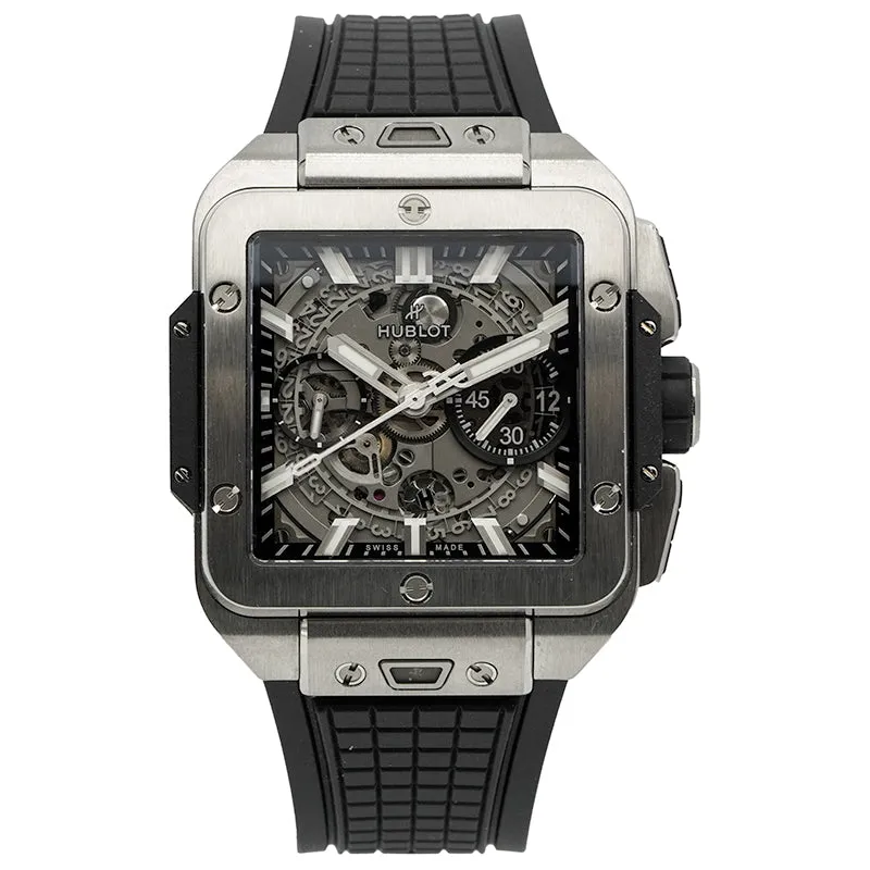 SOLD - 8/9/24 - Hublot Square Bang Unico 821.NX.0170.RX Titanium 42mm Chronograph B&P 2023