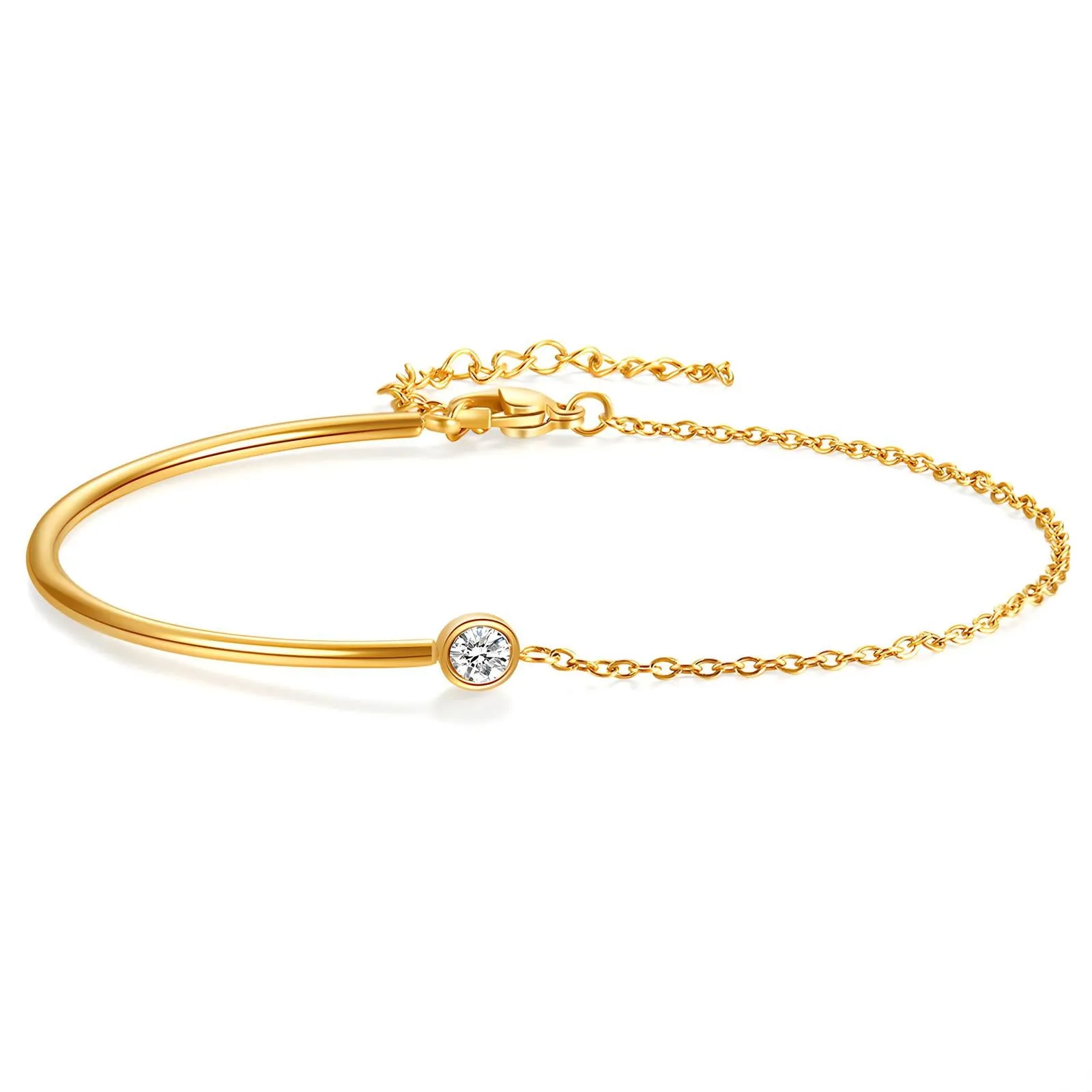 Solitaire Charm Slider Bracelet – 18K Gold