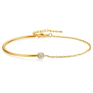 Solitaire Charm Slider Bracelet – 18K Gold