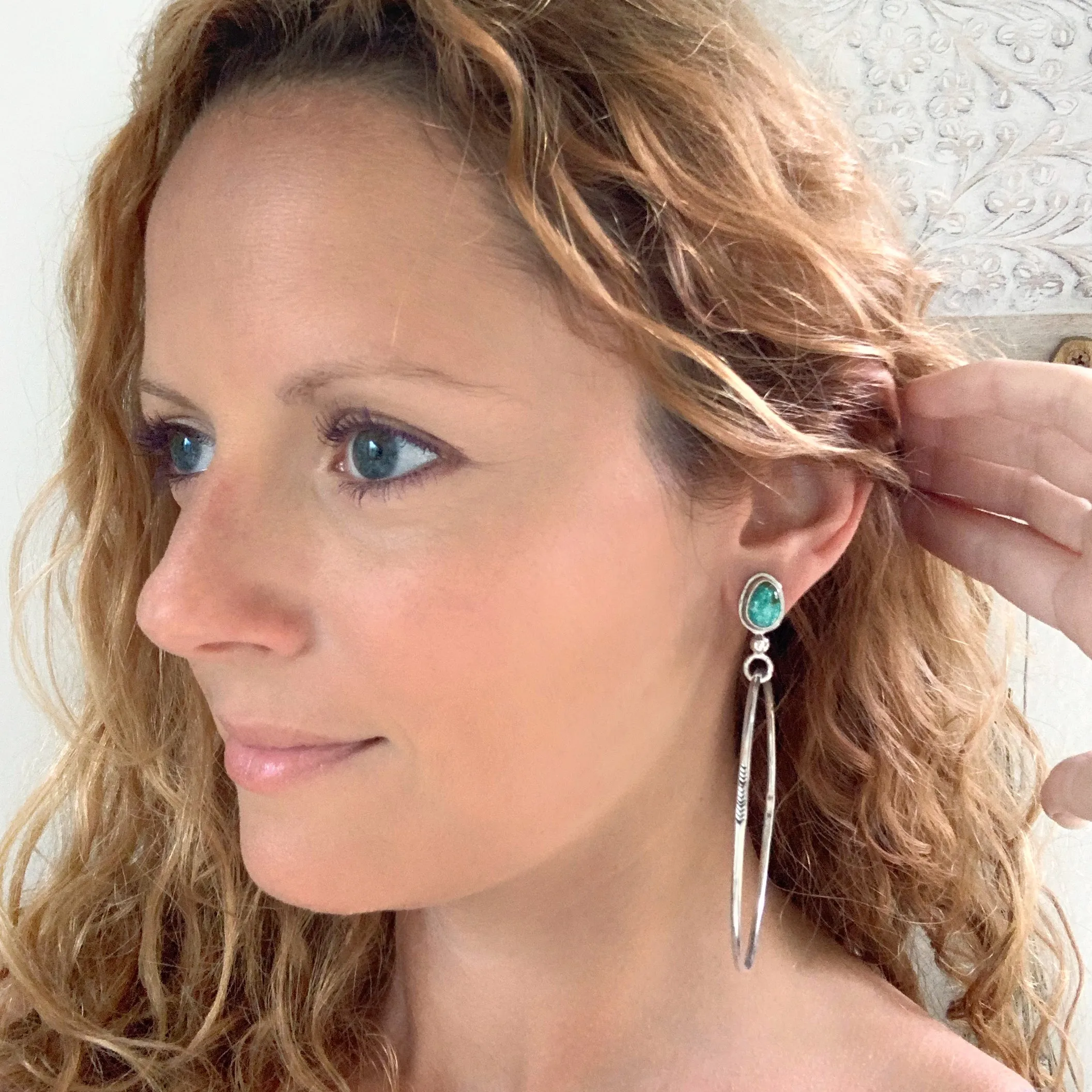 Sonoran Gold turquoise stud earrings with removable hoops