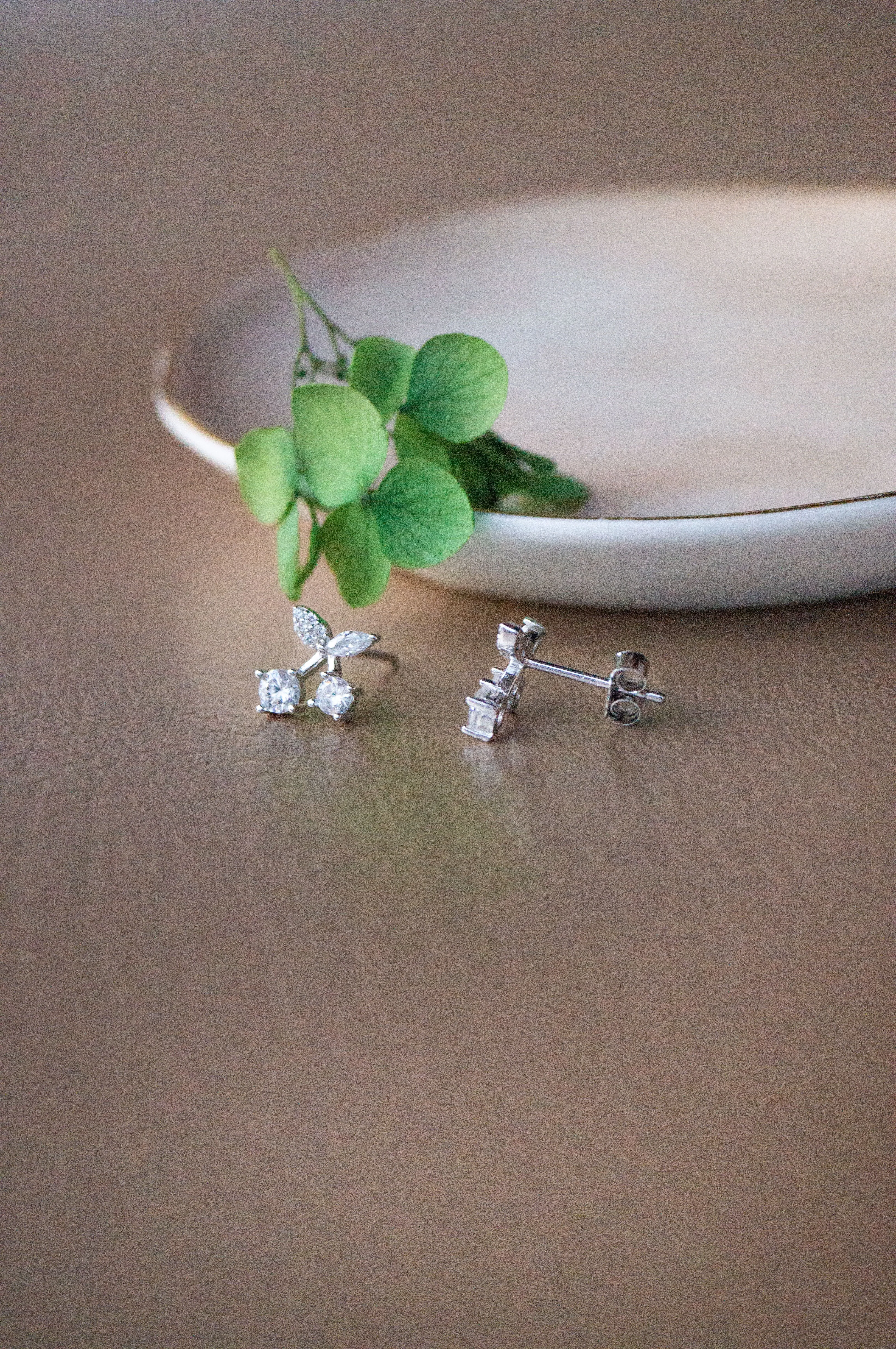 Sparkling Cherry Sterling Silver Stud Earrings