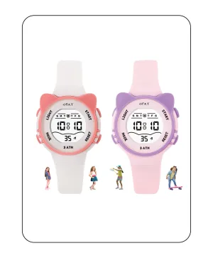 Spiky Cats-Ears Shaped Digital Kids Watches Combo