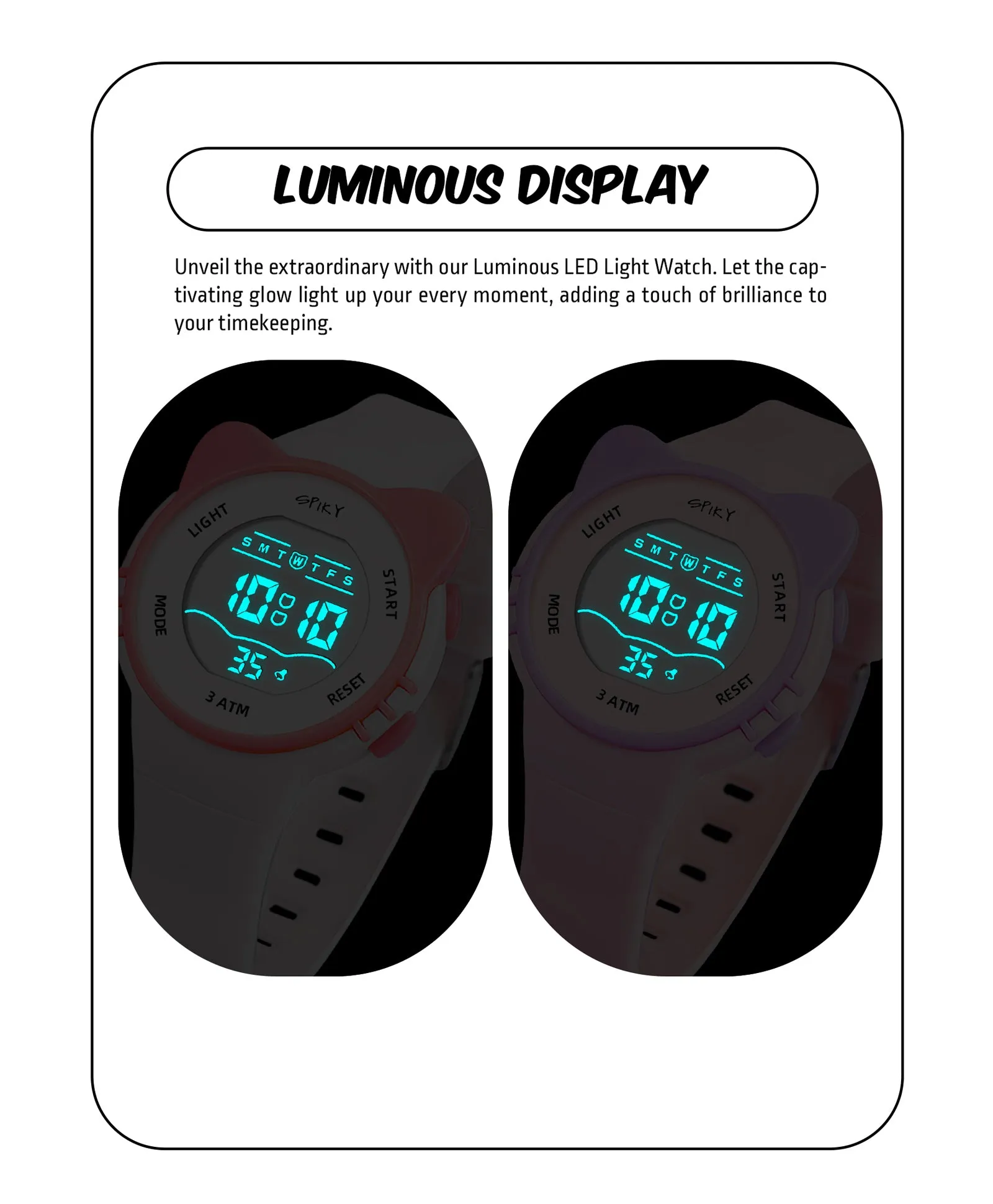 Spiky Cats-Ears Shaped Digital Kids Watches Combo