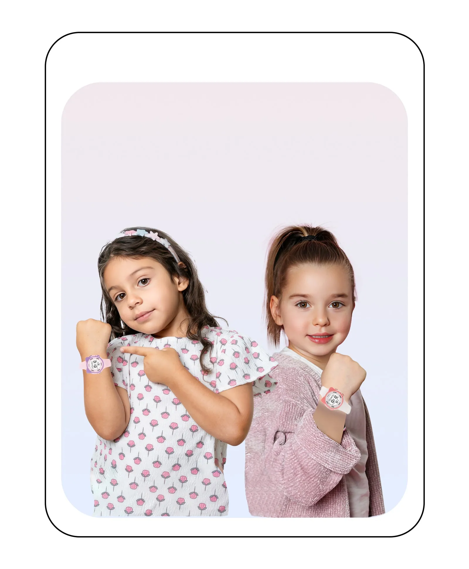 Spiky Cats-Ears Shaped Digital Kids Watches Combo