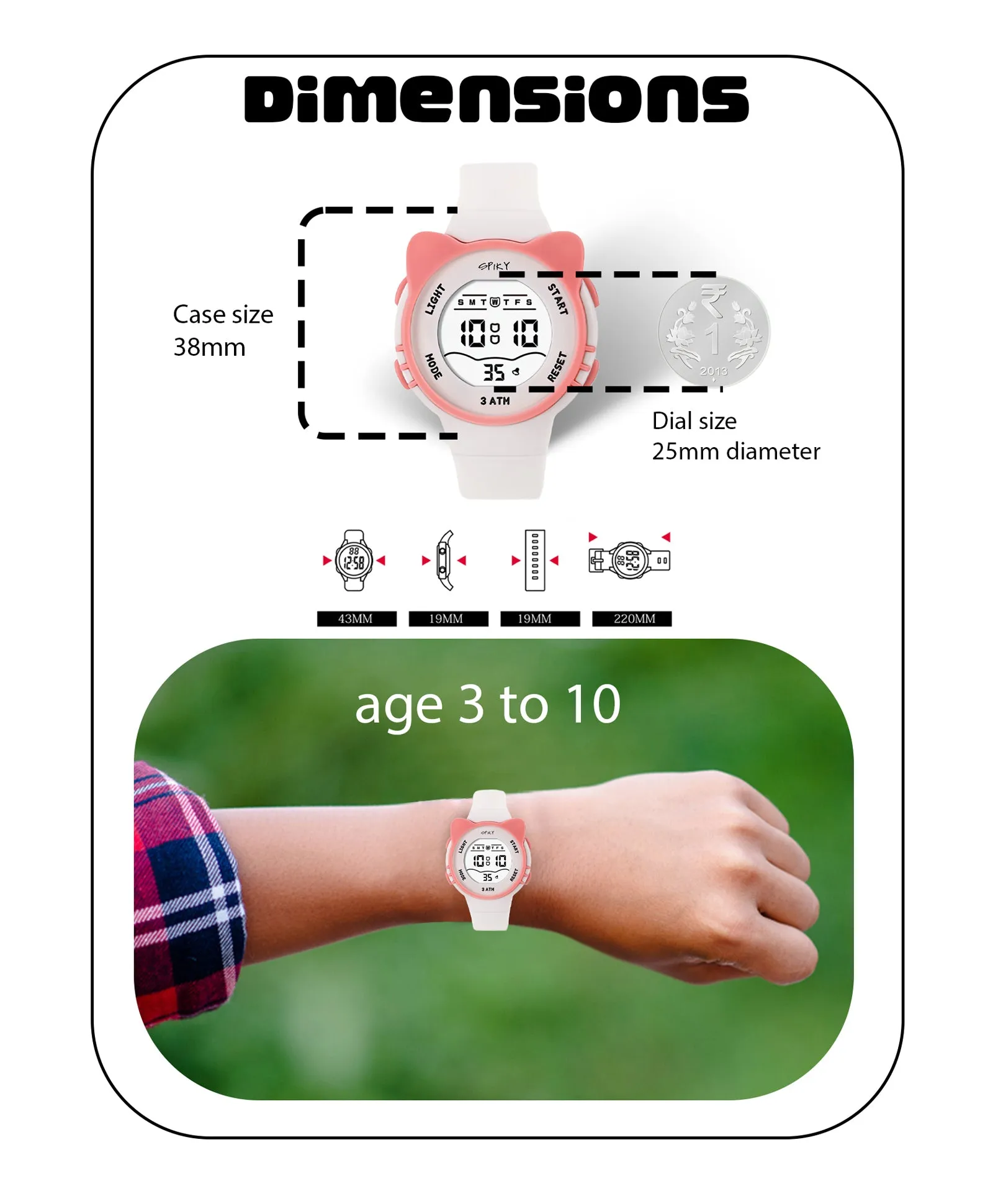 Spiky Eva12 Cat Shaped Sports Digital Watch - Pink