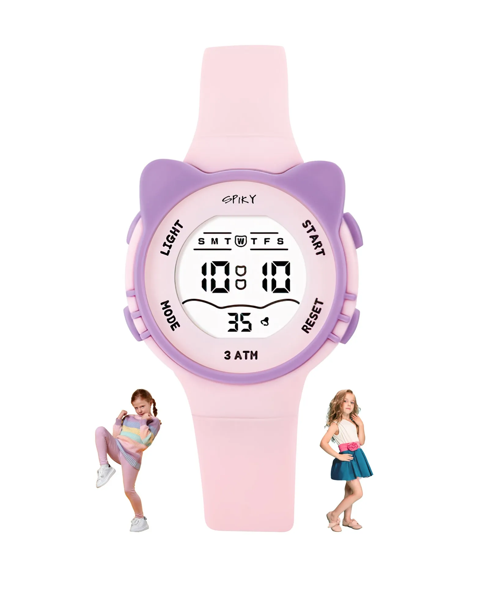 Spiky Eva12 Cat Shaped Sports Digital Watch - Pink