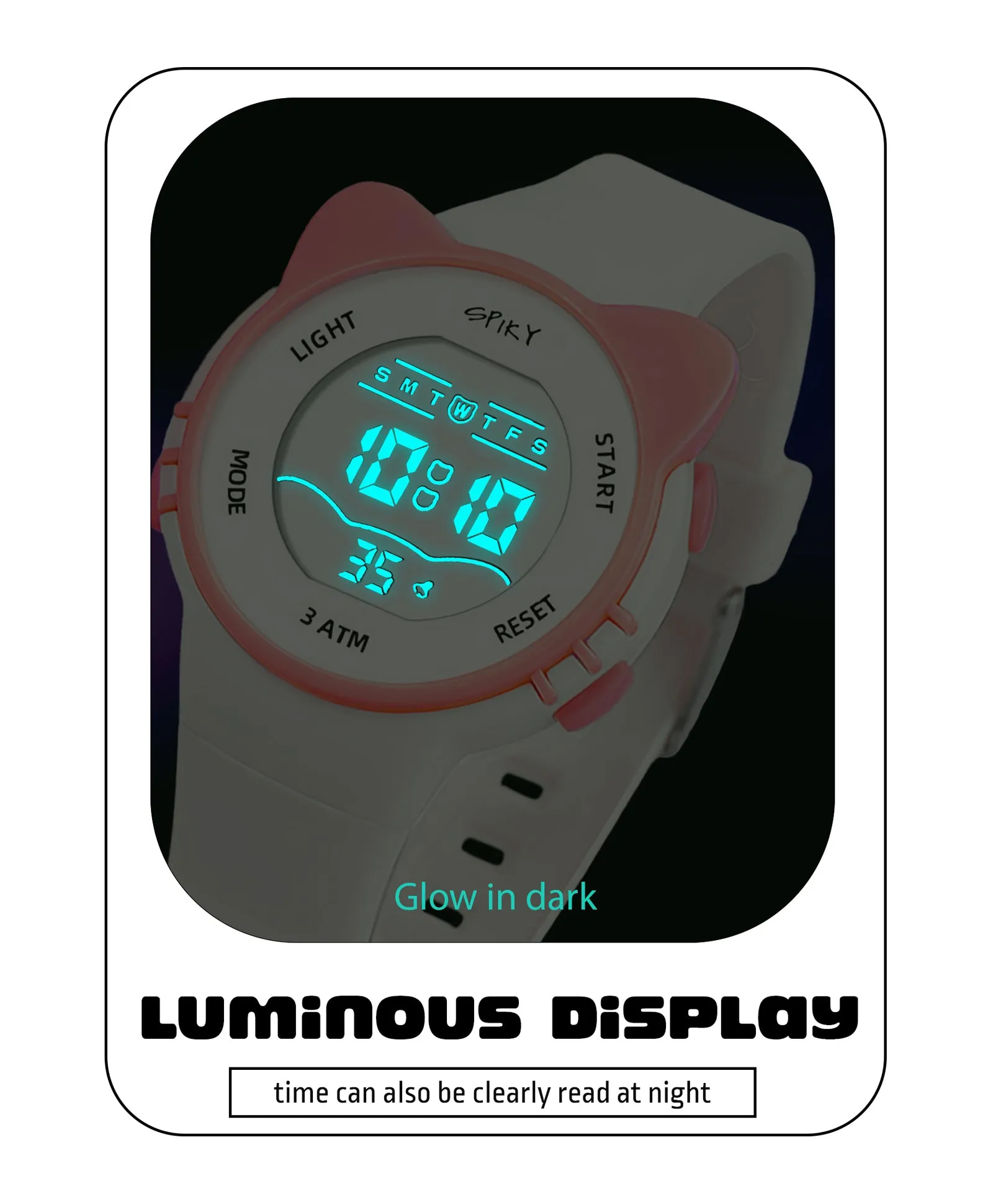 Spiky Eva12 Cat Shaped Sports Digital Watch - Pink