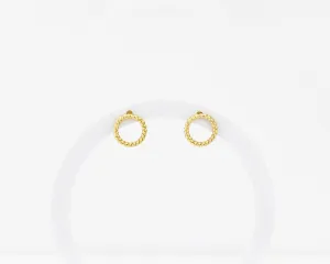 Spiral circle earrings, laurel wreath, twist rope stud earrings, 18k gold, rose gold, white gold (silver) vintage, minimalist circle stud