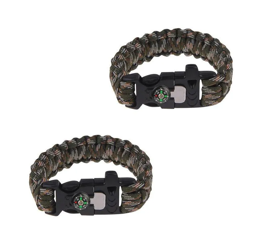 Sport Force Survival Bracelet with Compass, Whistle & Buckle