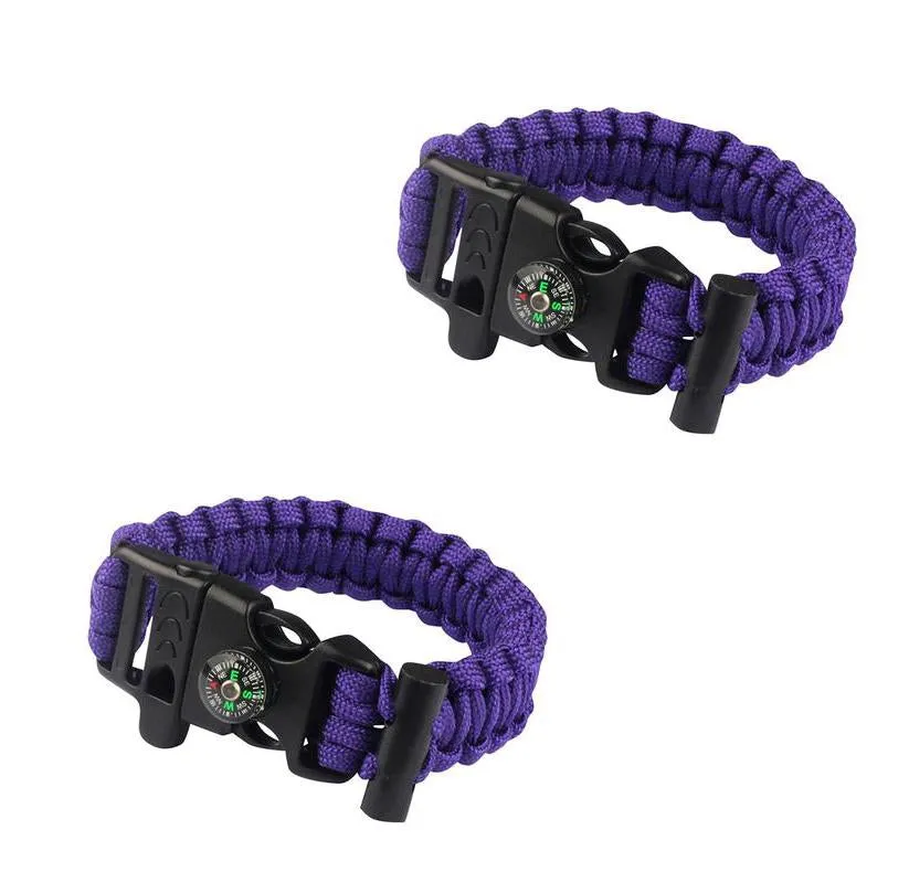 Sport Force Survival Bracelet with Compass, Whistle & Buckle
