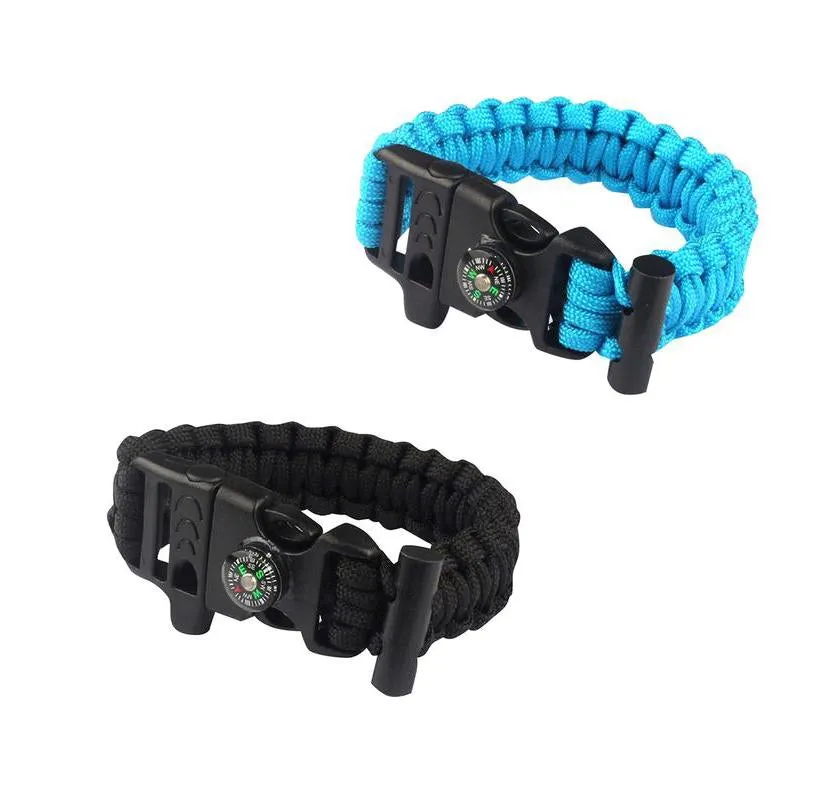 Sport Force Survival Bracelet with Compass, Whistle & Buckle