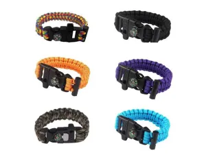 Sport Force Survival Bracelet with Compass, Whistle & Buckle