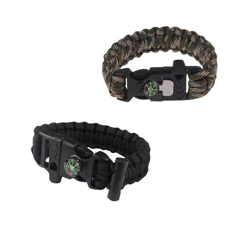 Sport Force Survival Bracelet with Compass, Whistle & Buckle