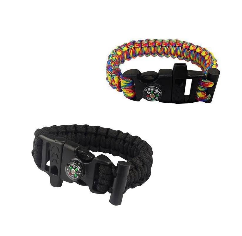 Sport Force Survival Bracelet with Compass, Whistle & Buckle