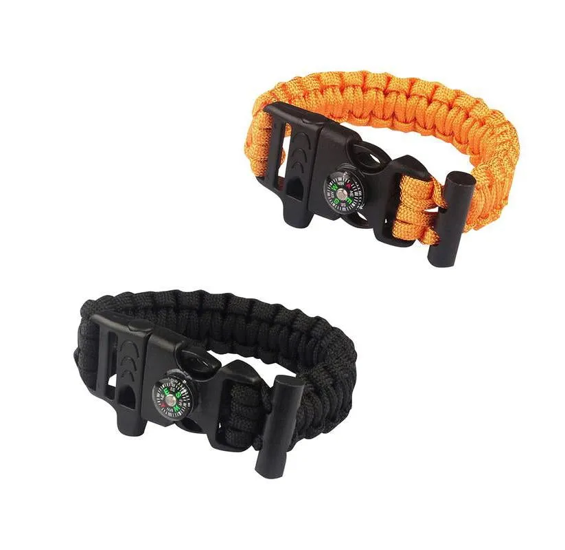 Sport Force Survival Bracelet with Compass, Whistle & Buckle