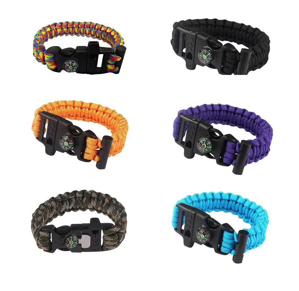 Sport Force Survival Bracelet with Compass, Whistle & Buckle