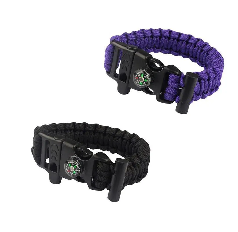 Sport Force Survival Bracelet with Compass, Whistle & Buckle