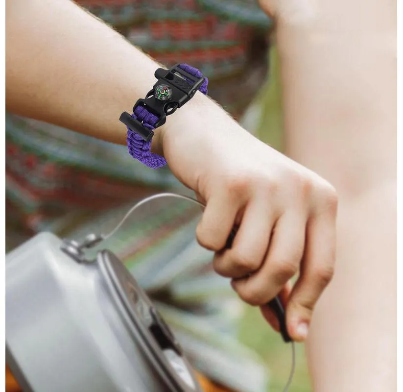 Sport Force Survival Bracelet with Compass, Whistle & Buckle