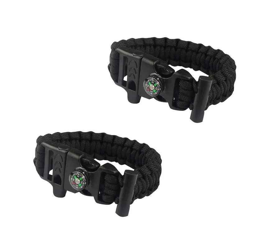 Sport Force Survival Bracelet with Compass, Whistle & Buckle