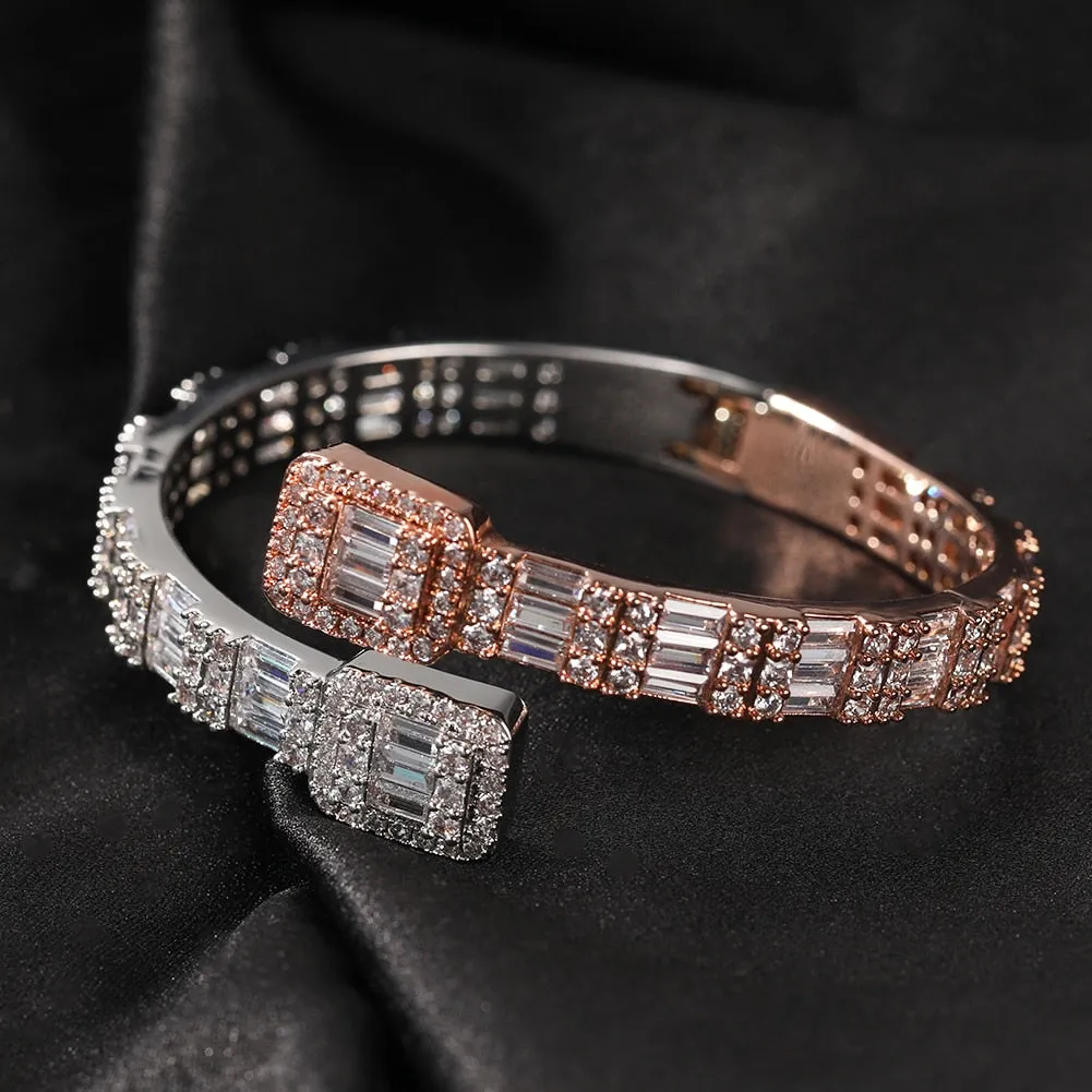 Square Zircon Baguette Adjustable Bracelet