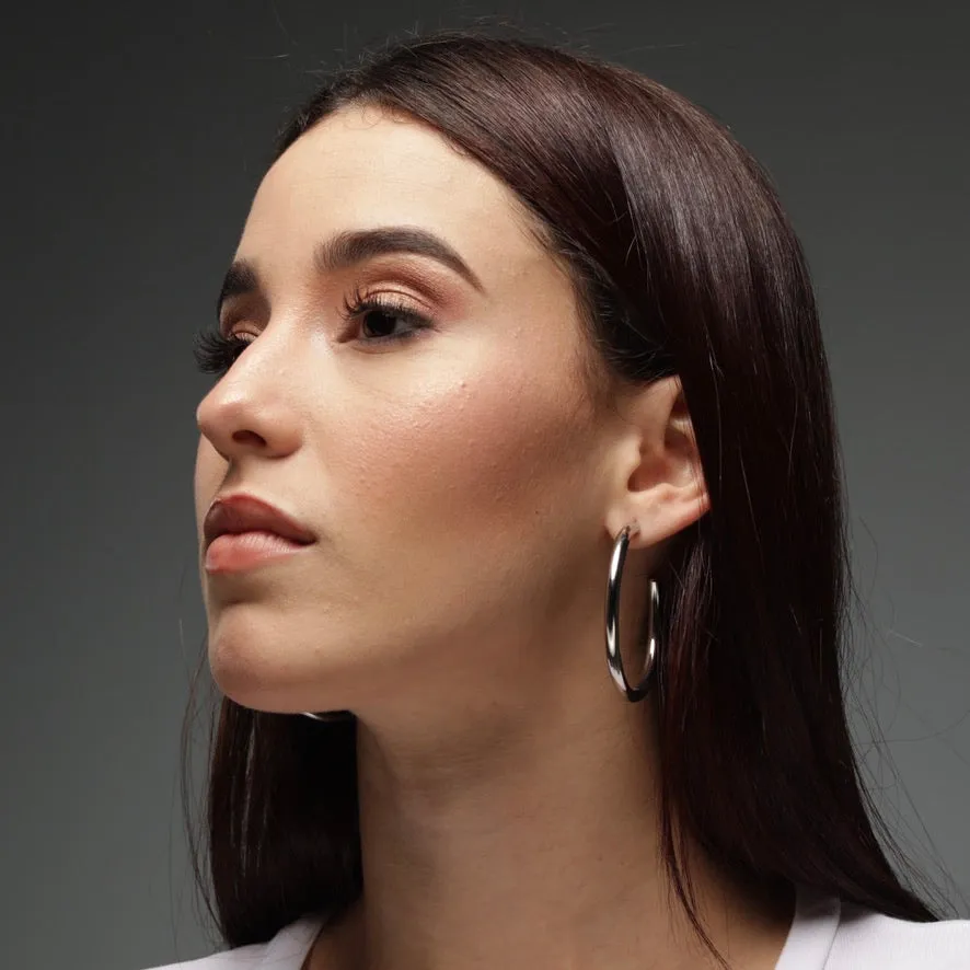 Stainless Steel Hoop Earrings 60 mm - Silver or Gold