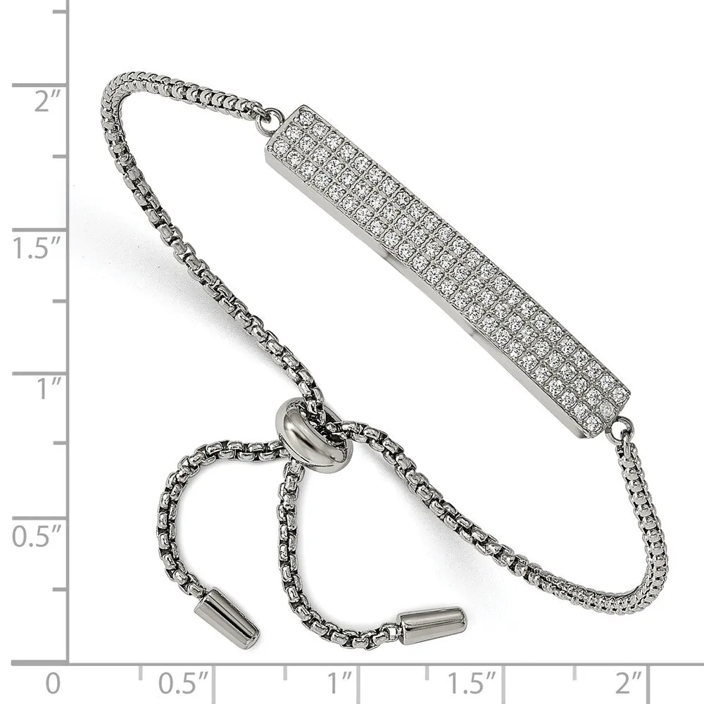 Stainless Steel Polished with CZ Adjustable Bracelet