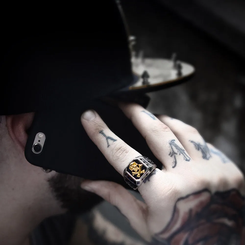 Steel soldier gold skull ring for men stainless steel cross ring titanium steel jewelry for men