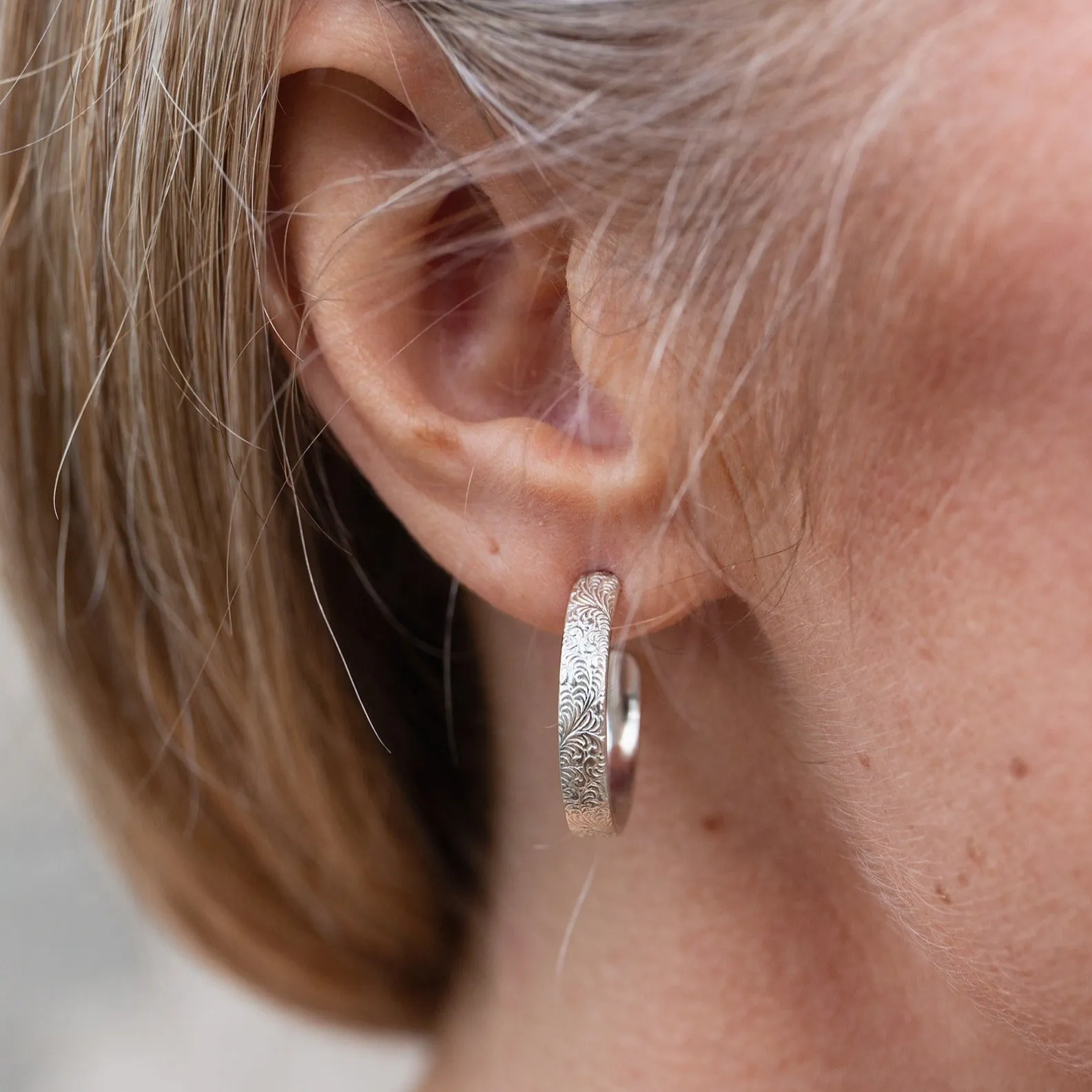 Sterling Silver Everyday Lace Hoop Earring