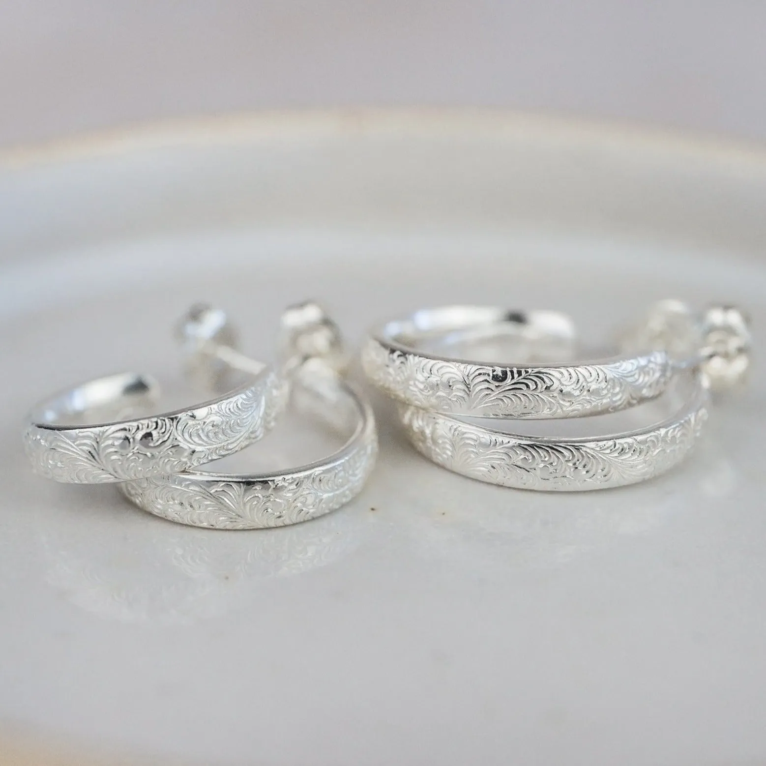 Sterling Silver Everyday Lace Hoop Earring