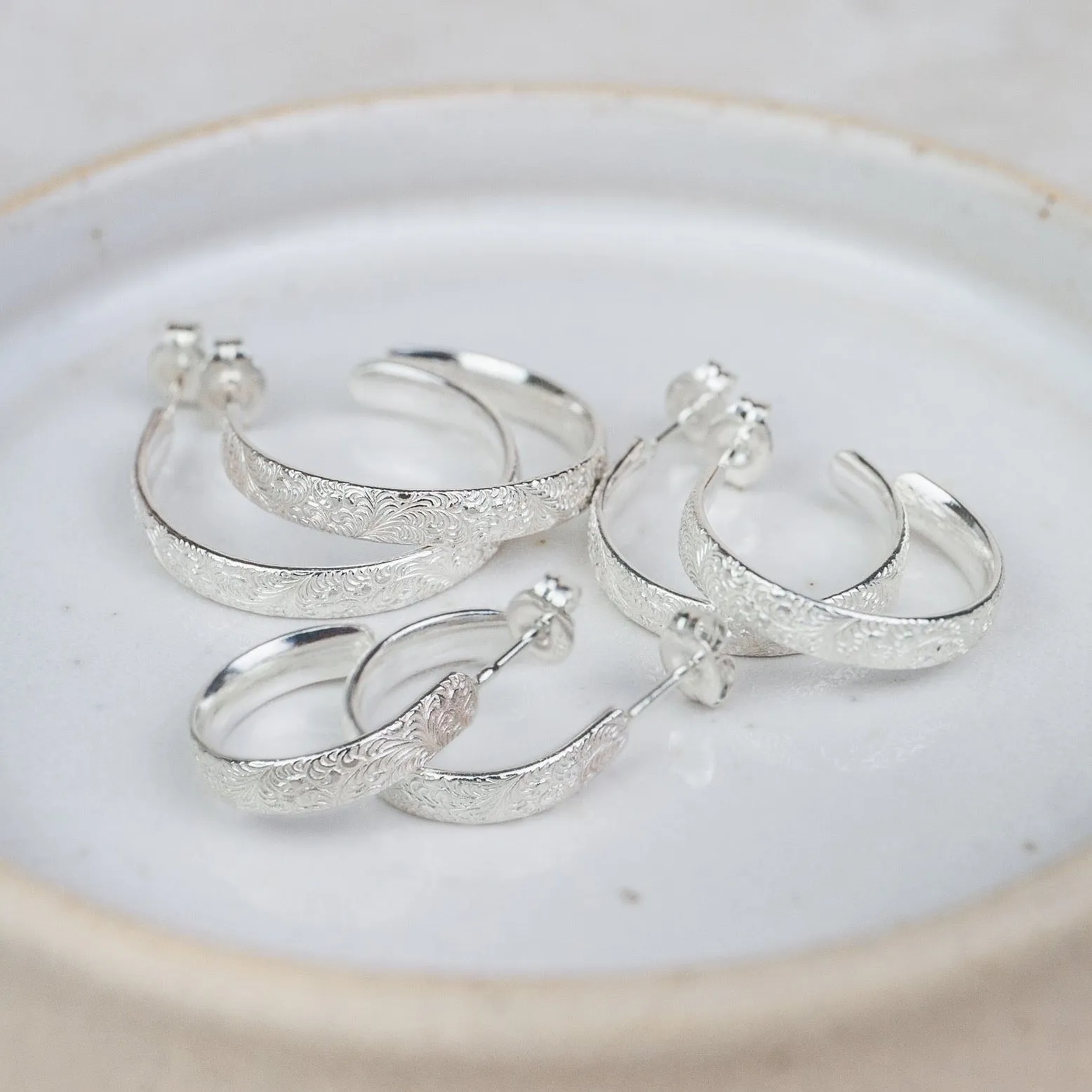 Sterling Silver Everyday Lace Hoop Earring